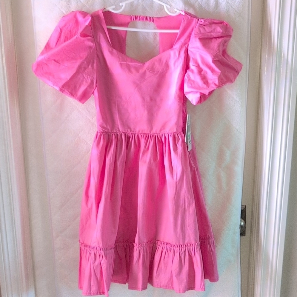 Speechless Pink Puff Sleeve Kids Dress